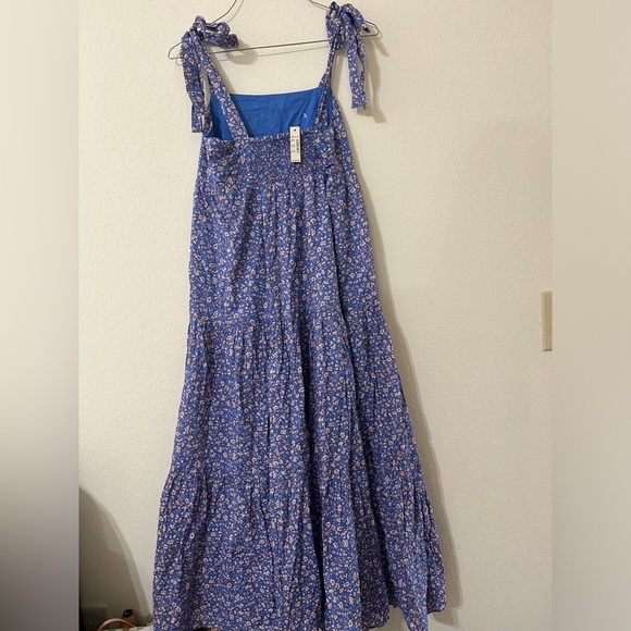 NWT Madewell Tie-Strap Tiered Midi Dress Summer Floral MultiColor Blue Sz Xs Red - Picture 4 of 14